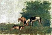 Benedito Calixto Dogs and a capybara painting